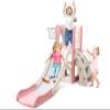 6 in 1 Toddler Playset with Slide, Kids Slide with Basketball Hoop, Ball, Ring Toss, Indoor Outdoor Toys (Pink White) view 1