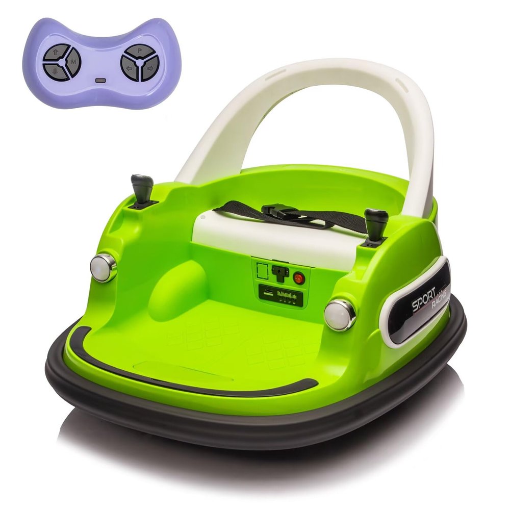 12V Kids Electric Bumper Car Baby Bumper Car for Toddlers, 360 Spinning Riding Bumping Car with Remote Control, Music, LED Light, Ride on Toy Gift for Boys & Girls