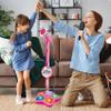 for Kids, Adjustable Kids Microphone with Stand, Wired Interactive Educational Lights Flashing Microphone for Kids Birthday Gifts, Red view 2