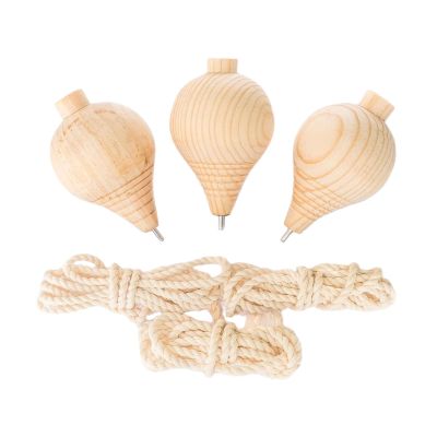 Vaveren 3X Wooden Trompos Wood Carved Tops Wooden Top Unpainted Wood Blank Tops Sturdy Point for Adults Toddlers Games