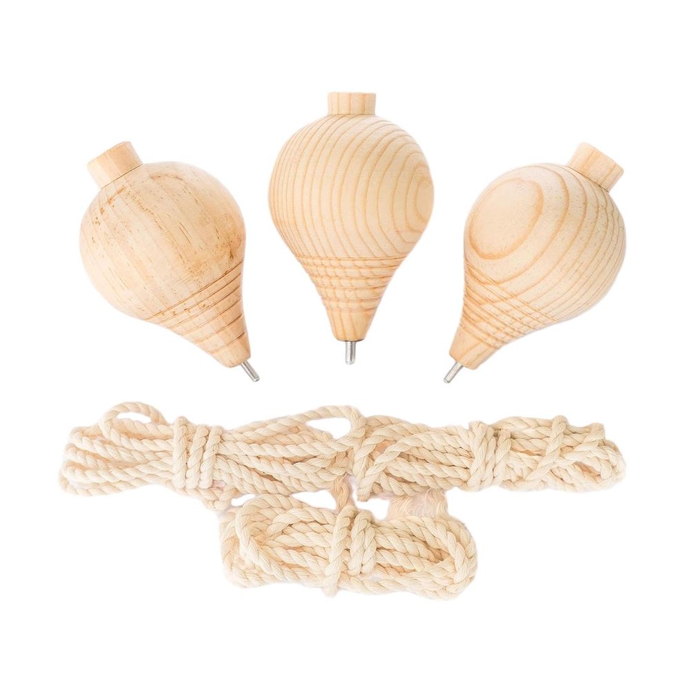 Vaveren 3X Wooden Trompos Wood Carved Tops Wooden Top Unpainted Wood Blank Tops Sturdy Point for Adults Toddlers Games