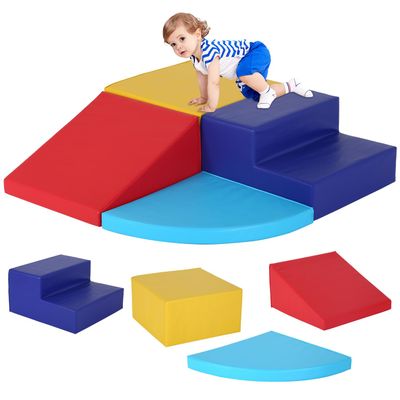 4 PCS Baby Foam Climbing Blocks for Toddlers, Foam Play Gym Baby Climbing Blocks Climbing Toys for Toddlers 1-3 Inside, Foam Play Set for Children Development & Indoor Active Play (Blue, Red, Yellow)