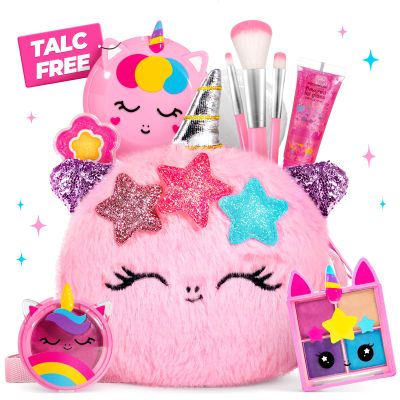 ULOVEME Talc-Free Kids Real Makeup Kit for Little Girls - Mica-Based Safe Formula, Real, Non Toxic, Washable - Ideal for 4 5 6 7 8 Years Old Girls Birthday, Easter Basket Stuffers for Kids, Dress Up