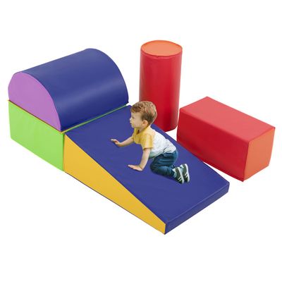 BORGEBY 5 PCS Baby Foam Climbing Blocks for Toddlers, Foam Play Gym Baby Climbing Blocks Climbing Toys for Toddlers 1-3 Inside, Foam Play Set for Children Development & Indoor Active Play (Cream)