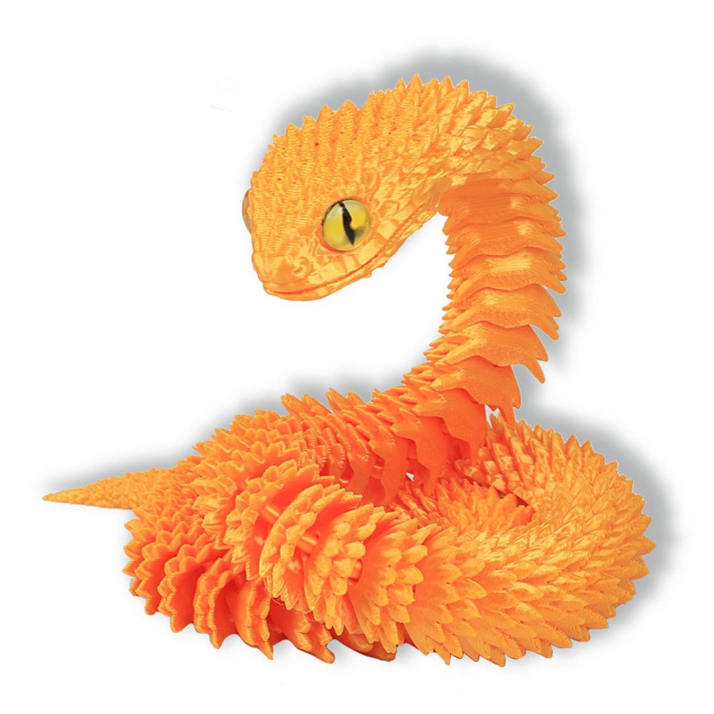 3D Printed Snake 3D Printed Viper 3D Printing Animals Snake Pet Movable Joint,3D Printed Snake Toys,Home Office Executive Desk Decor,Home Office Executive Desk Decor (Silk Gold, 23.6in)