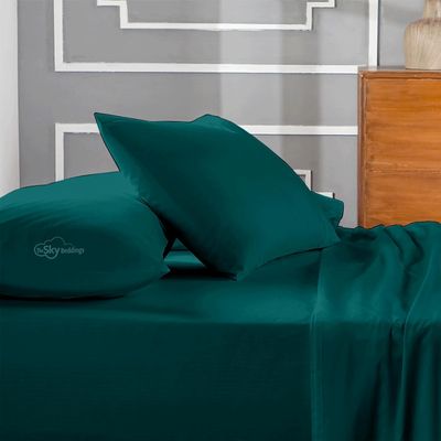 100% Egyptian Cotton Zipper Closure Toddler Pillowcases for 14 x 20 Inches Pillow, 2 Pack Kids Pillow Case for Sleeping (Teal)