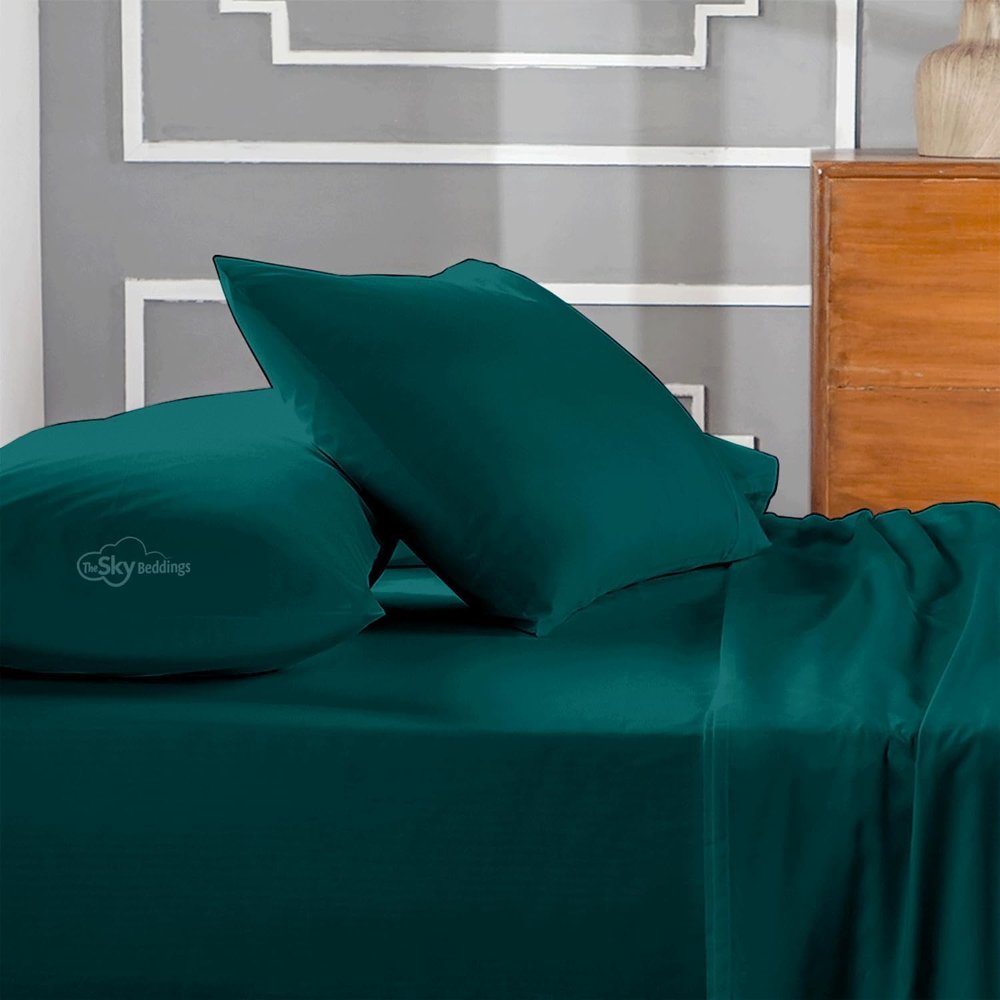 100% Egyptian Cotton Zipper Closure Toddler Pillowcases for 14 x 20 Inches Pillow, 2 Pack Kids Pillow Case for Sleeping (Teal)