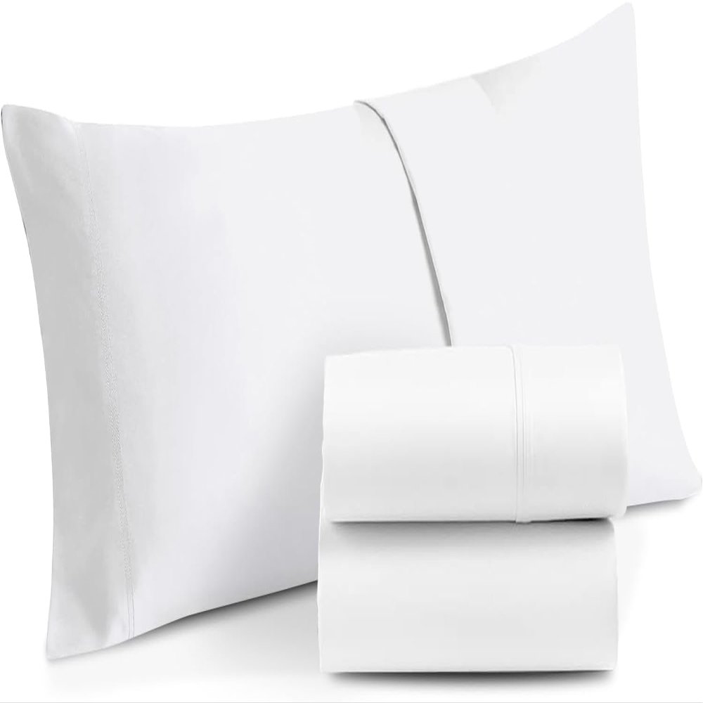 100% Egyptian Cotton Zipper Closure Toddler Pillowcases for 12 x 16 Inches Pillow, 2 Pack Kids Pillow Case for Sleeping (White)