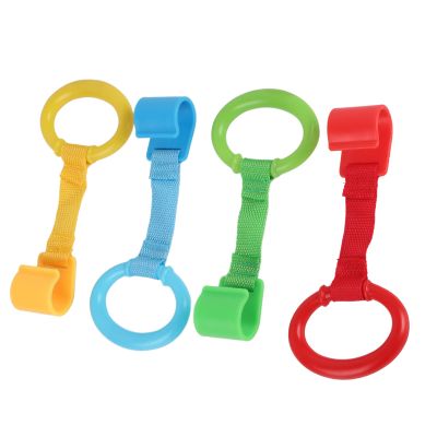 4PCS Baby Stand Pulls Ring, Portable Lightweight Balance Training Rings for Cribs and Playpens (Assorted Color