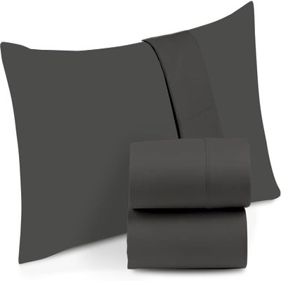 100% Egyptian Cotton Zipper Closure Toddler Pillowcases for 12 x 16 Inches Pillow, 2 Pack Kids Pillow Case for Sleeping (Dark Grey)