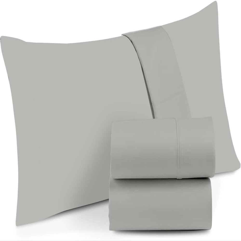 100% Egyptian Cotton Zipper Closure Toddler Pillowcases for 12 x 16 Inches Pillow, 2 Pack Kids Pillow Case for Sleeping (Silver Grey)