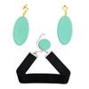 JCvCX Momo Ayase Cosplay Ear Clips Green Circular Earrings Choker Cloth Necklace Adult Unisex for Party Halloween Cosplay Comic Convetion view 1