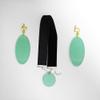 JCvCX Momo Ayase Cosplay Ear Clips Green Circular Earrings Choker Cloth Necklace Adult Unisex for Party Halloween Cosplay Comic Convetion view 2