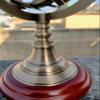 Decorative Armillary Sphere with Engraved Markings, Brass and Wood Base view 4