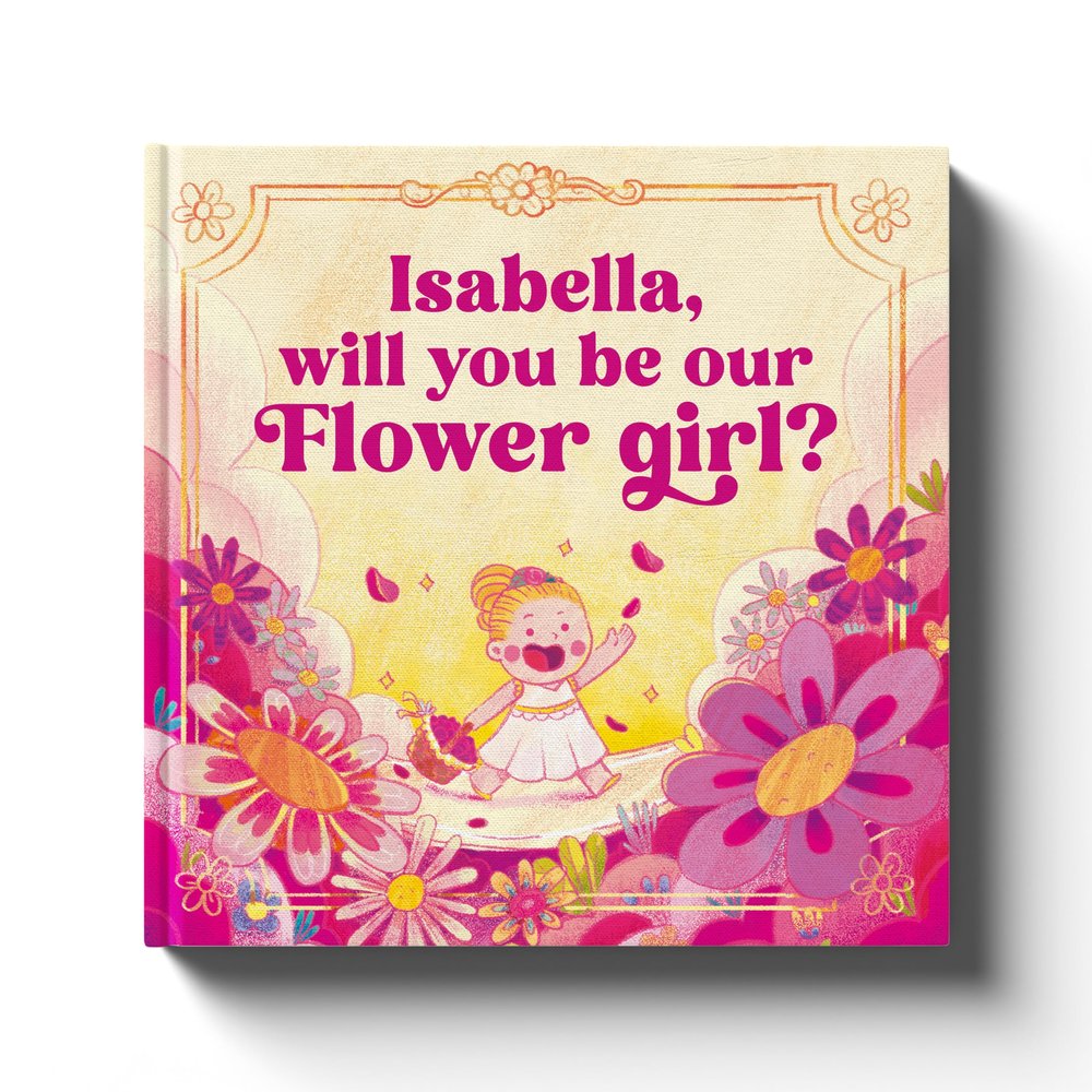 Flower Girl Proposal Gift - Will You by My Flower Girl - Pink Personalized Children's Book