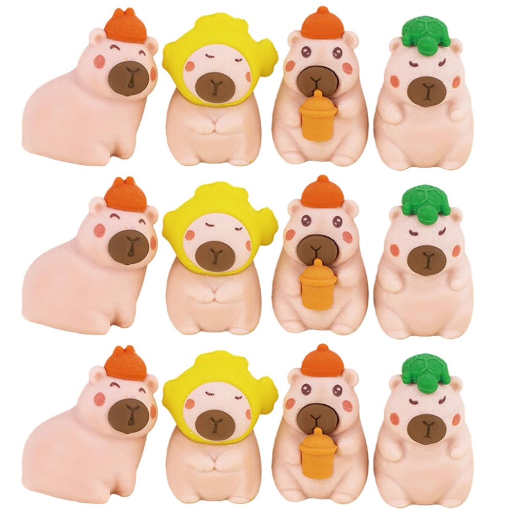 12 Pcs Cute Erasers Cartoon Capybara Eraser Kawaii Detachable 3D Eraser Pencil Eraser for Students Boys Girls School Office Supplies (12Pcs Capybara)