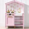 Best Choice Products Pretend Play Wooden Farmhouse Kitchen Set for Kids w/Toy Storage, Clicking Knobs, Windows, 5 Accessories Included - Rose view 1