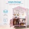 Best Choice Products Pretend Play Wooden Farmhouse Kitchen Set for Kids w/Toy Storage, Clicking Knobs, Windows, 5 Accessories Included - Rose view 3