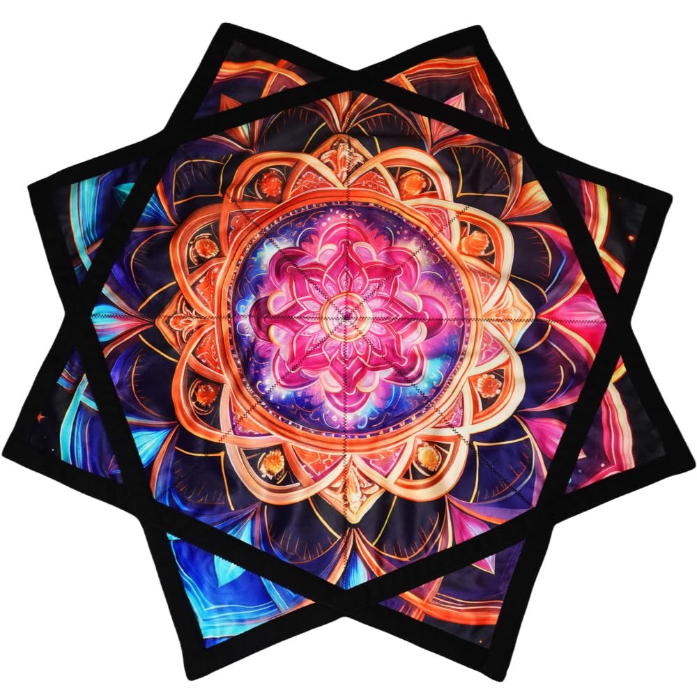 BVCY Flow Star Beginners Spinning Cloth Easy to Rotate Sided Print Double Stitched Flow Toy Dapo Star Mandala Meditation (Style-15)