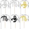24 PCS Scorpio Cupcake Toppers Glitter 12 Constellation Scorpio Cupcake Picks October November Birthday Cupcake Decorations for Horoscope Astrology Birthday Party Cake Decorations view 2