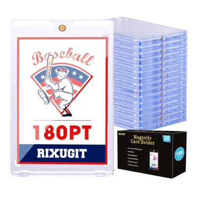 20-Pack Magnetic Card Holder for Trading-Cards - 180pt Clear Trading Card Sleeves, Magnetic Card Case for Baseball Cards, Card Protectors Hard Plastic, Display Case for Game Cards and Sports Cards