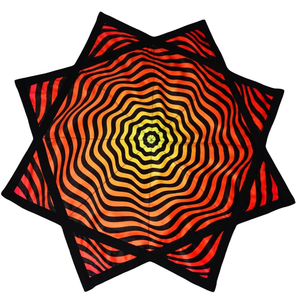 BVCY Flow Star Beginners Easy Spinning Cloth to Rotate Sided Print Double Stitched Flow Toy Fingertip Rotating Flow Toy Dapo Star Orange (Style-10)