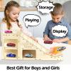 Wooden Toy Cars Jump Ramp, Toy Car Track Set for Hot Wheels, Race Cars Track for Hot Wheels and Diecast Cars, Wood Jump Ramp for Hotwheels, Playing Storage Display Race Set view 4