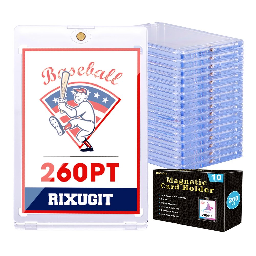 10-Pack Magnetic Card Holders - 260pt One Touch Card Holder, U-V Protection Hard Plastic Case for Thick Trading Cards, Display Case for Sports, Baseball, Football, Game Cards