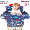 2-in-1 Shopping Cart and High Chair Cover for Baby, Padded Cover, Fold'n Roll Style, Portable with Carry Bag (Blue Whale) view 3