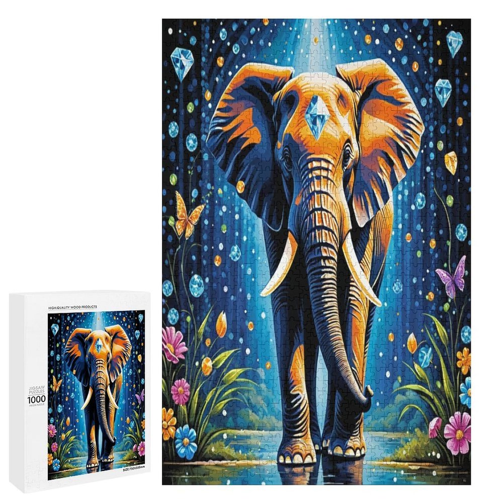 1000 Picec Adult and Youth Surrealist Art Puzzles Colorful Animal Elephant Fun and Challenging Elephant Themed Puzzles Great Gift for Family and Friends Dimensions