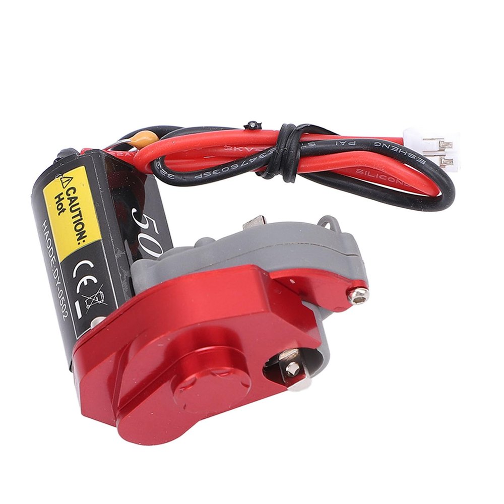 050 50T Brushed Motor Upgrade with High Torsion Gears, Aluminum Gearbox Housing for Axial SCX24 AX24 Crawler (Red)
