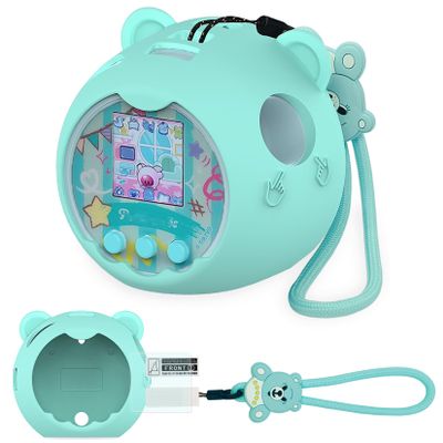 JCHPINE Silicone Cover Case for Punirunes Interactive Digital Toy, Protective Skin Sleeve for Punirunes Digital Pet Toys Squishy Characters Electronic Pets Accessories (Teal Case)