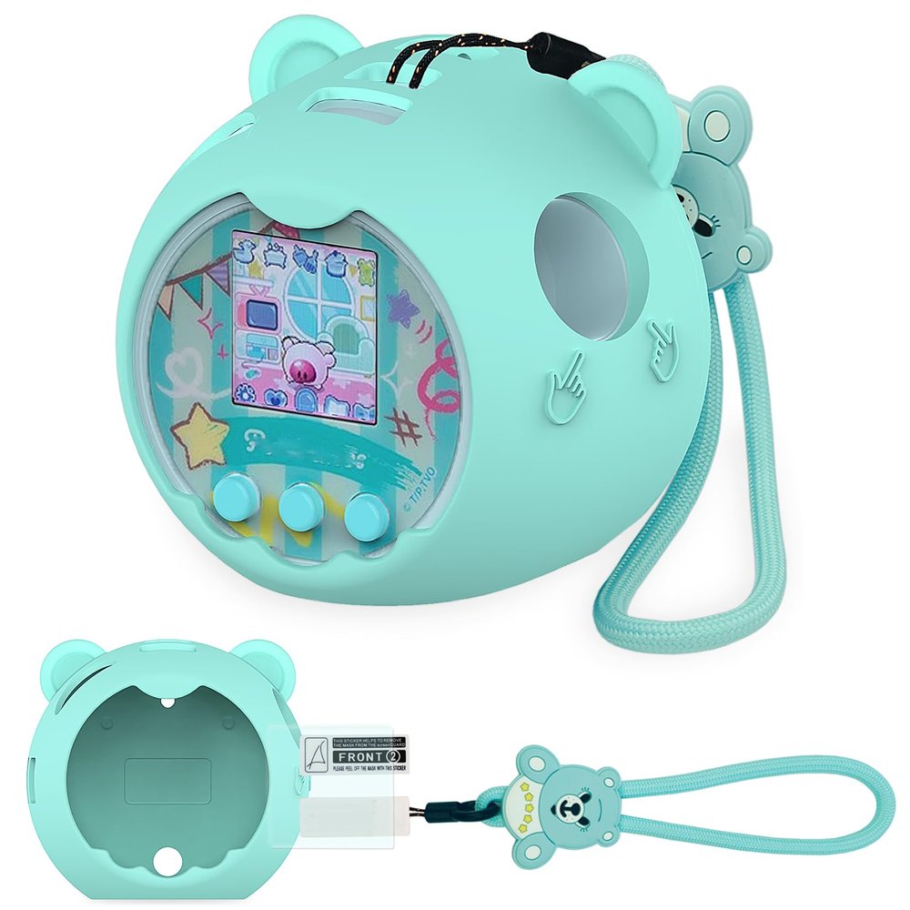 JCHPINE Silicone Cover Case for Punirunes Interactive Digital Toy, Protective Skin Sleeve for Punirunes Digital Pet Toys Squishy Characters Electronic Pets Accessories (Teal Case)