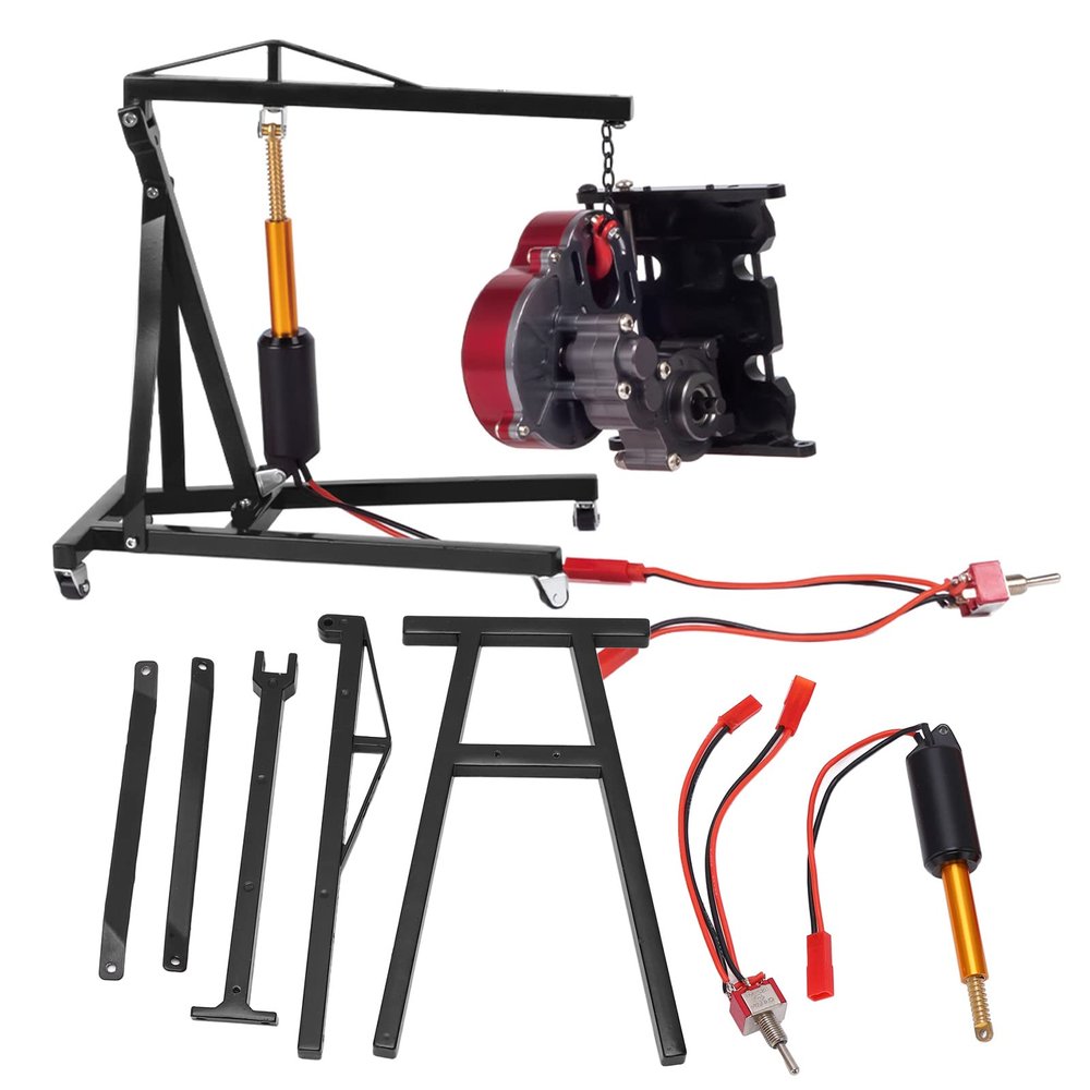 Drfeify RC Engine Crane Jack, Aluminum Alloy RC Engine Crane Hanger 300g Lifting Force Strong Bearing for 1/8 1/10 Scale Remote Control Vehicles (Black