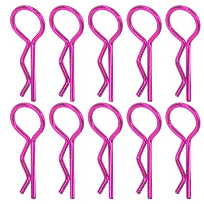 10Pcs RC Car Shell Clip RShape Metal Body Clips Pins for 1/5 1/6 1/8 1/10 RC Car (Purple)