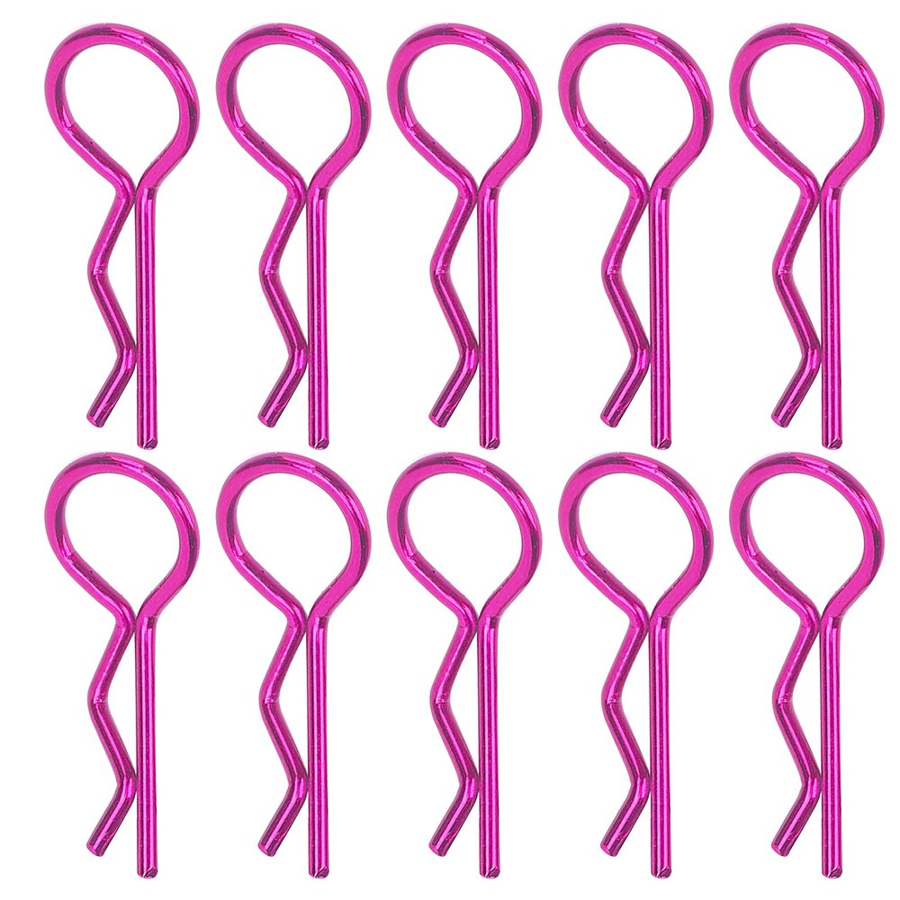 10Pcs RC Car Shell Clip RShape Metal Body Clips Pins for 1/5 1/6 1/8 1/10 RC Car (Purple)