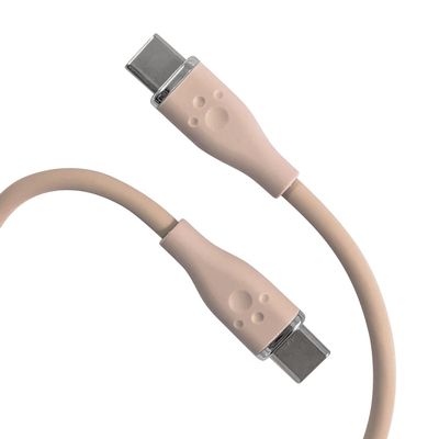 Allone 60W Compatible Silicone Cable, Type C to C, 3.9 ft (1.5 m), Camel, 0.4 x 0.3 x 62.8 inches (1.1 x 0.7 x 157 cm), Includes Band, Easy to Organize, Rich Color, Smooth Removal, Cute, Stylish,