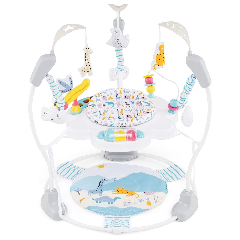 INFANS Baby Activity Center, 3 in 1 Play Center Jumpers and Bouncers with Music, Lights, Interactive Toys, 360Rotating Seat, 3 Adjustable Heights, Exersaucer Learning Toys for Baby 6-12 Months (Blue)