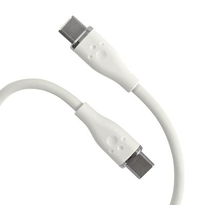 Allone ALG-60WSCCC15WH 60W Compatible Silicone Cable, Type C to C, 3.9 ft (1.5 m), White, 0.4 x 0.2 x 62.8 inches (1.1 x 0.7 x 157 cm), Easy to Put Together, Comes with Band, Rich Color, Smooth