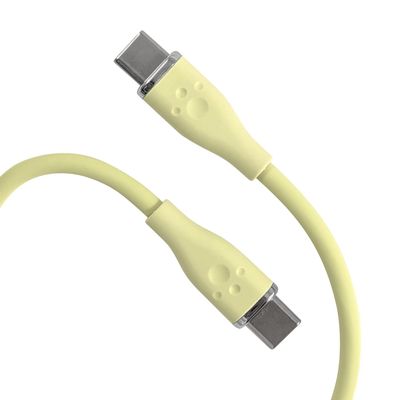 Allone ALG-60WSCCC02YE 60W Compatible Silicone Cable, Type C to C, 0.2 m, Yellow, 0.4 x 0.3 x 10.6 inches (1.1 x 0.7 x 27 cm), Includes Band, Easy to Put Together, Rich Color, Smooth Removal, Cute,