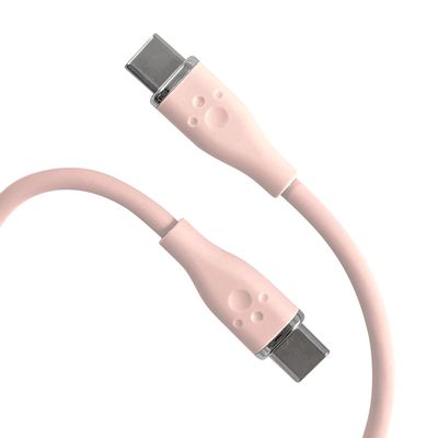 Allone ALG-60WSCCC02PK 60W Compatible Silicone Cable, Type C to C, 0.2 m, Pink, 0.4 x 0.3 x 10.6 inches (1.1 x 0.7 x 27 cm), Includes Band, Easy to Put Together, Rich Color, Smooth Removal, Cute,