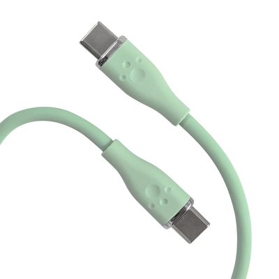 Allone ALG-60WSCCC20MT 60W Compatible Silicone Cable, Type C to C, 6.6 ft (2 m), Mint, 0.4 x 0.3 x 81.7 inches (1.1 x 0.7 x 207 cm), Includes Band, Easy to Organize, Rich Color, Smooth Removal, Cute,
