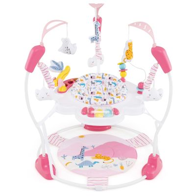 INFANS Baby Activity Center, 3 in 1 Play Center Jumpers and Bouncers with Music, Lights, Interactive Toys, 360Rotating Seat, 3 Adjustable Heights, Exersaucer Learning Toys for Baby 6-12 Months (Pink)