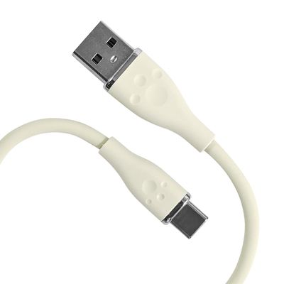 Allone ALG-SCAC15CR Silicone Cable, Type A to C, 3.9 ft (1.5 m), Cream, 0.6 x 0.3 x 62.9 inches (1.6 x 0.8 x 159 cm), Durable Silicone Material, Easy to Organize, Rich Color, Smooth Removal, Cute,