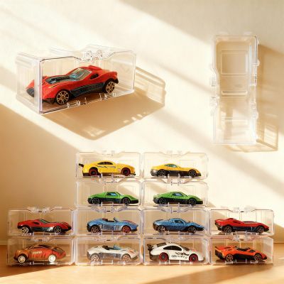 40 Pcs 1/64 Scale Toy Car Display Case for Hot Wheels, Matchbox, Model & Mini Cars  Clear Acrylic Storage Organizer with Snap-On Dust Cover for Collectibles (White Transparent)
