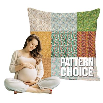 maizi Pregnancy Support Pillow Multiple Patterns 34x34 Inch Square Maternity Pillow with Pattern Choice, Satin Pillowcase (Pink Garden)