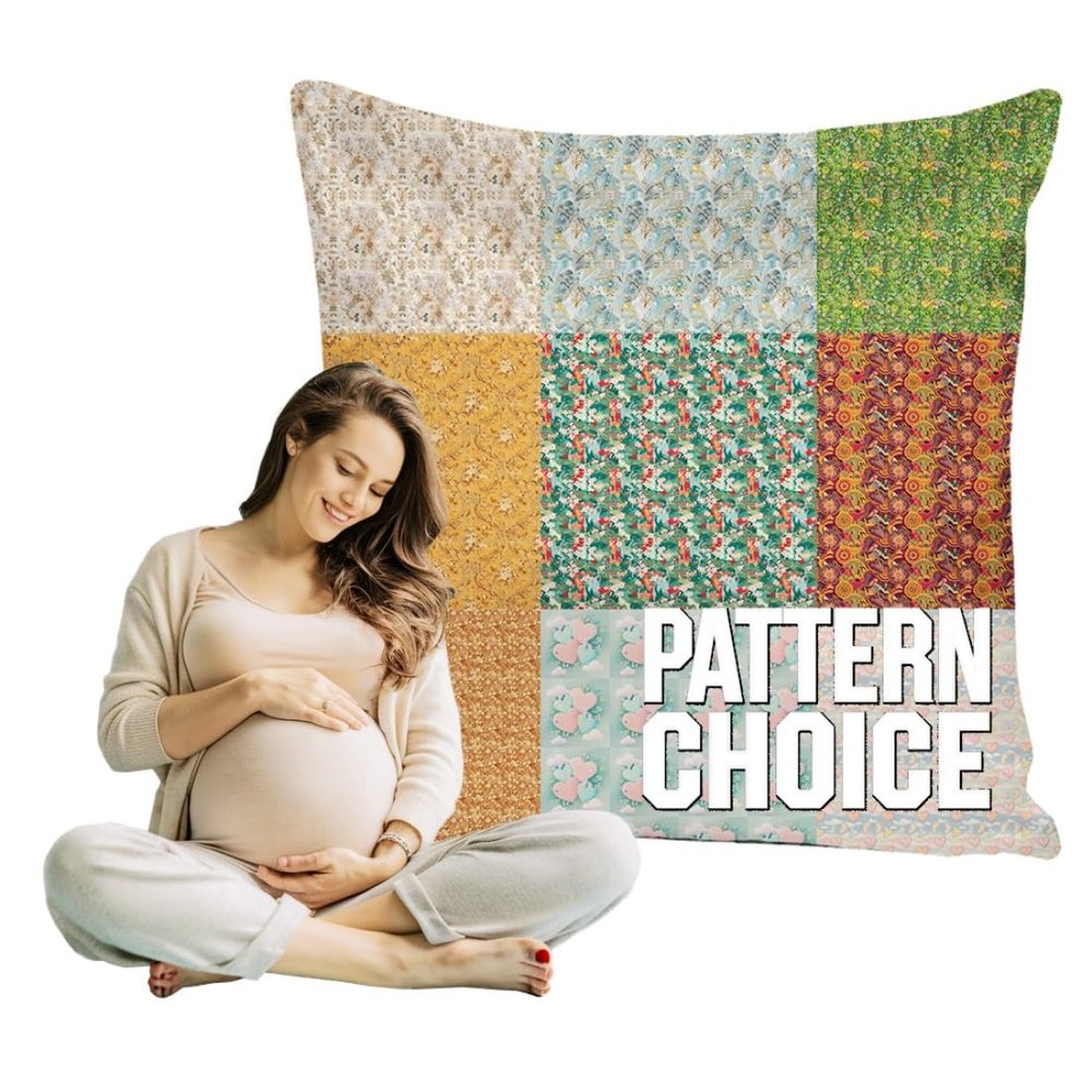 maizi Pregnancy Support Pillow Multiple Patterns 34x34 Inch Square Maternity Pillow with Pattern Choice, Satin Pillowcase (Pink Garden)