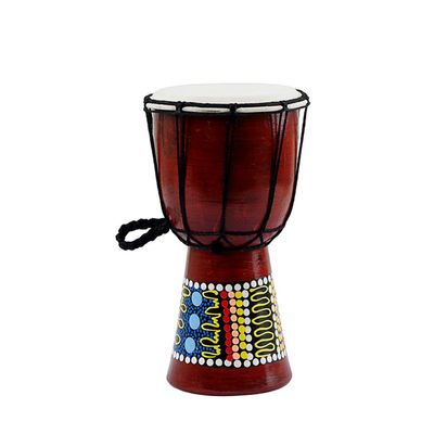 5 Inch Traditional African For Congo Djembe Drum Wooden Colorful Painting Faux Goatskin Musical Instrument