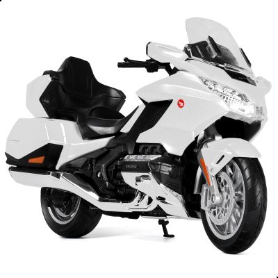 Risopen 1:12 Motorcycle Model Toy for Honda Goldwing Metal Die-cast with Plastic Motorcycle Model for Welly No Assembly Required Mini Finished Moto Gift for AdultWhite
