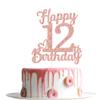 12th Birthday Cake Topper - Double Sided Rose Rose Gold Glitter, Happy 12th birthday Cake Topper for girls,12 Cake Topper For girls, 12th birthday decorations,12th Birthday Cake Topper Twelve view 4